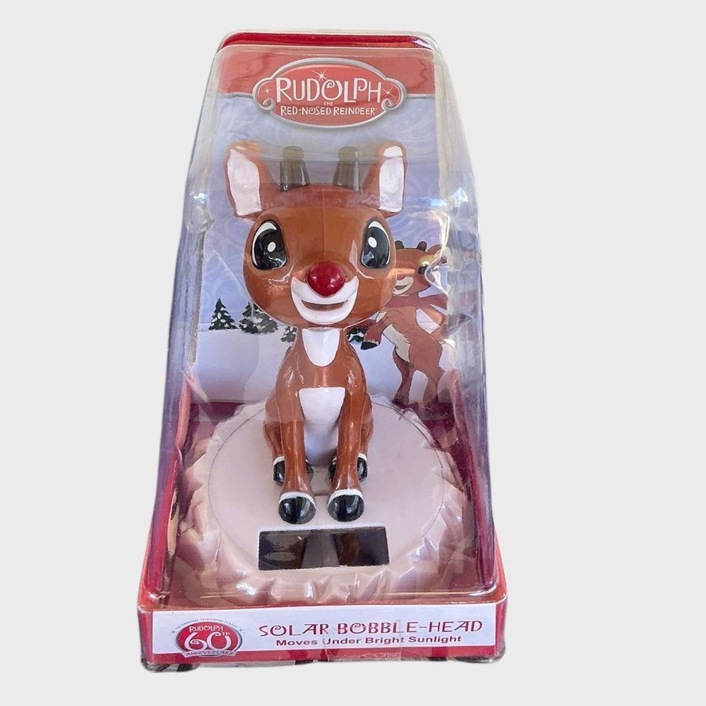 Rudolph Red Nosed Reindeer 60th Anniversary Solar Bobble Head Christmas NIB